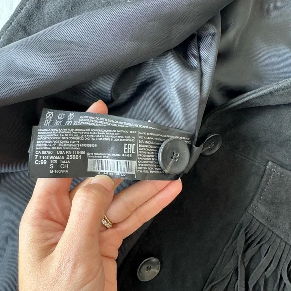 Mango Small Black Fringe Suede Jacket